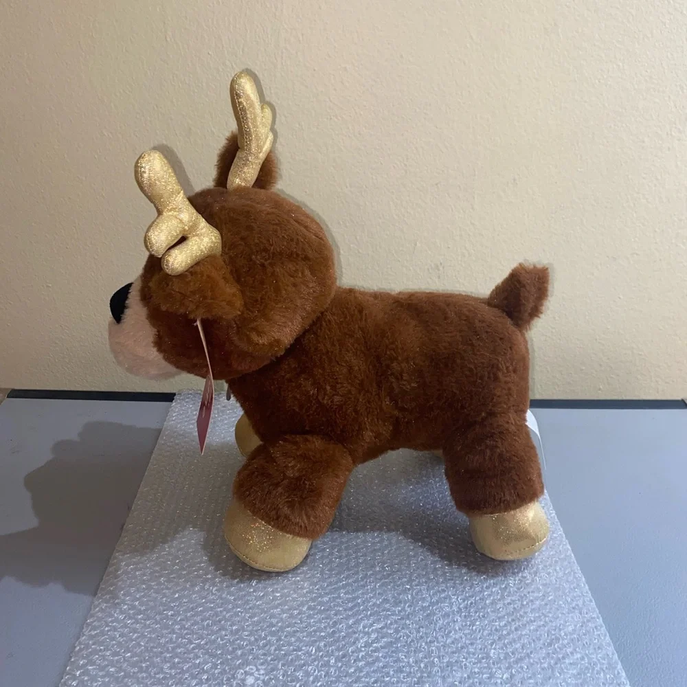 NWT Fortune Reindeer Plush Dog Toy - Brown with Gold Accents & Shimmer